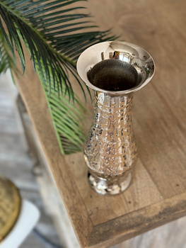 8472223 Ваза формы "стакан" латунь резная FIRKI NICKLE 8"; H=20,5 см (2223)